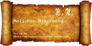 Melicher Nikoletta névjegykártya